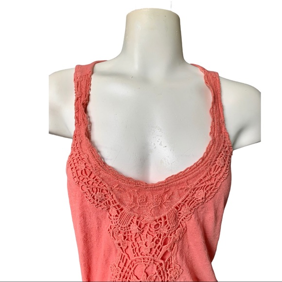 Coral Tank Top with Lovely Bodice Detailing sz xs - Picture 3 of 9